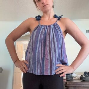 Xirena striped Blue and Purple Women's tank Top